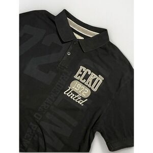 VTG‎ Ecko Unltd Men's Black Collard Vintage Y2K  Rhino Shirt XXL